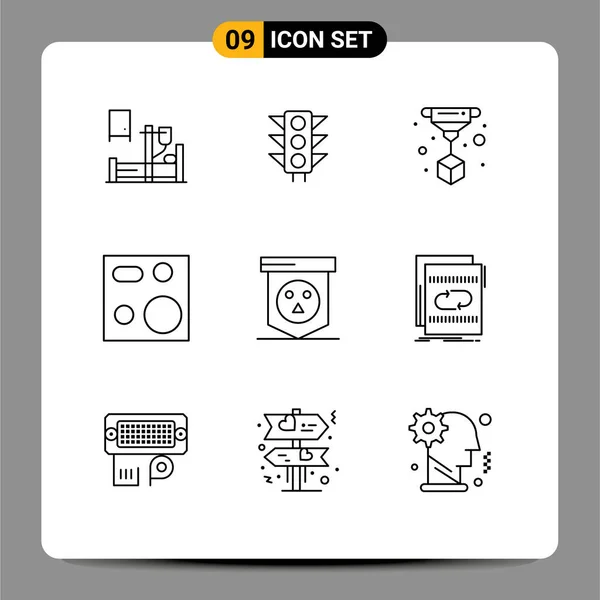Modern Set Outlines Pictograph Halloween Products Print Plate Devices Editable — Stock Vector