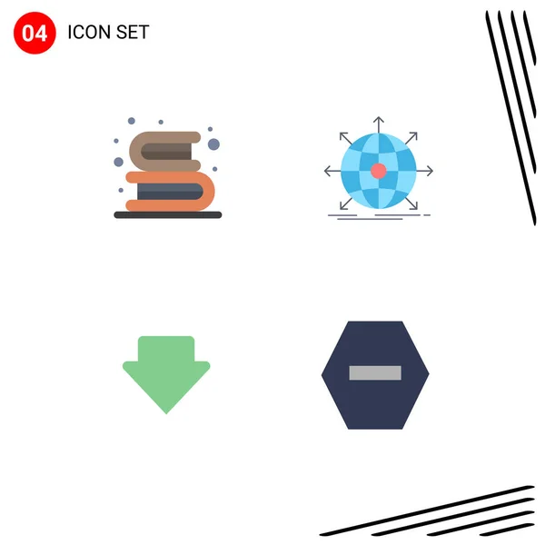 Flat Icon Pack Universal Symbols Back School Web Library Global — Stockový vektor