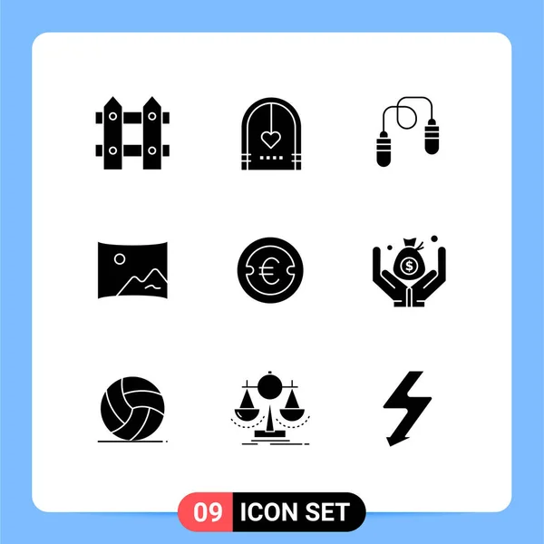 Interface Utilisateur Glyphe Solide Pack Signes Symboles Modernes Pièce Monnaie — Image vectorielle