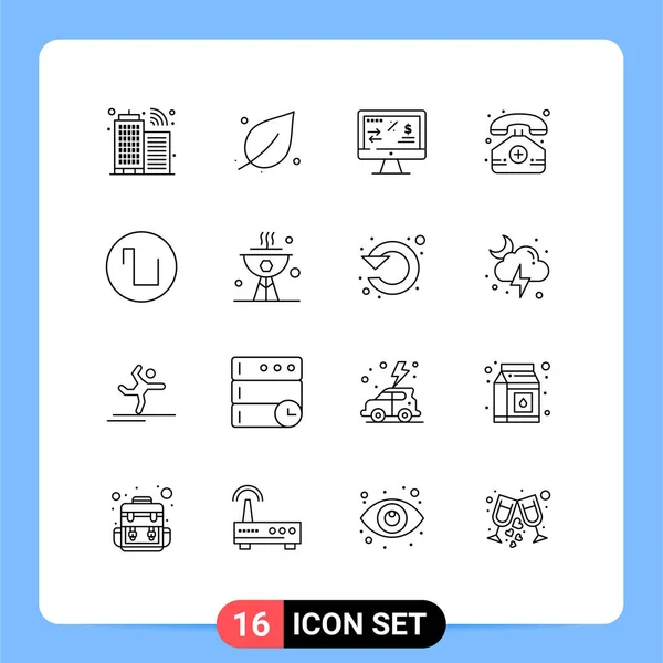 Conjunto Icones Modernos Símbolos Sinais Para Onda Som Finanças Telefone — Vetor de Stock