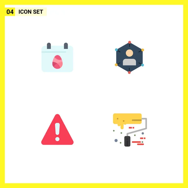 Group Flat Icons Signs Symbols Calender Social Day Network Alert — Stock Vector