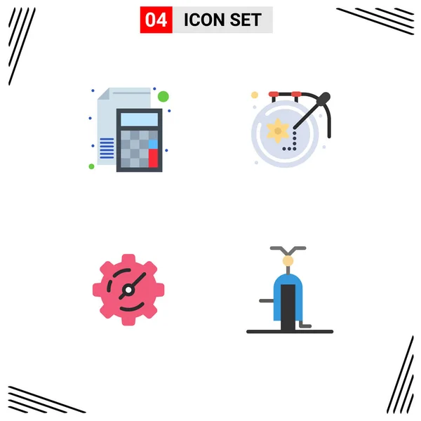 Set Vector Flat Icons Grid Accounting Gear Math Craft Timer — Stock Vector