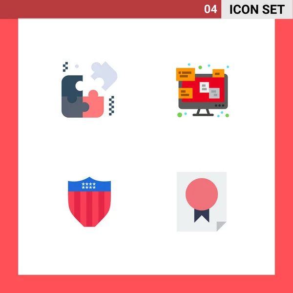 Groep Van Modern Flat Icons Set Voor Stukken Veiligheid Chat — Stockvector