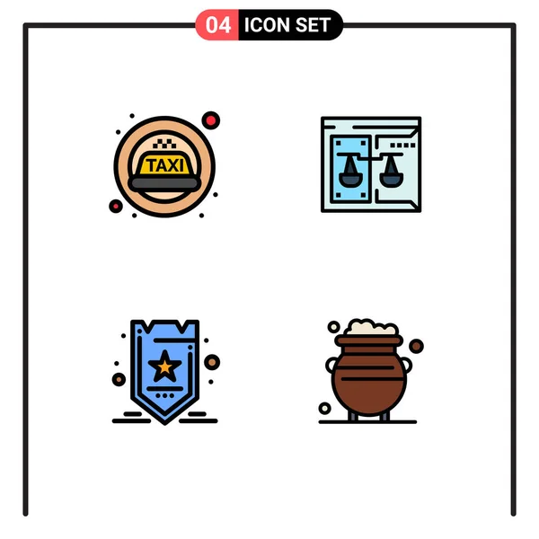 4つのモダンなUiアイコンのセットタクシー 最適化 ビジネス デジタル タグの記号編集可能なベクトルデザイン要素 — ストックベクタ