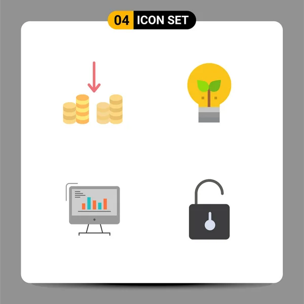 Editable Vector Line Pack Simple Flat Icons Cash Business Eco — Vector de stock