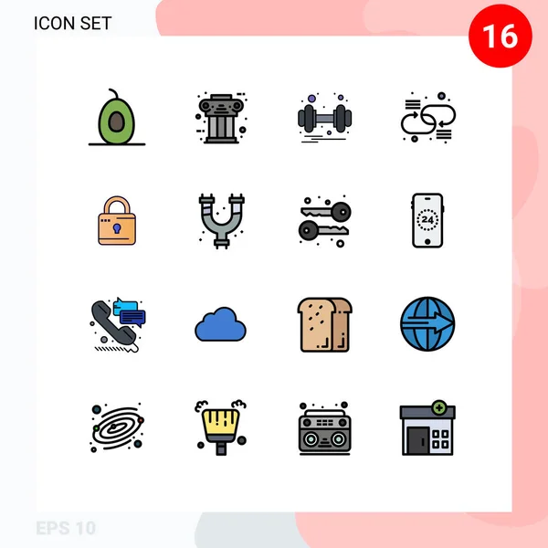 Set Modern Icons Sysymbols Signs Computing Network Dumbbell Link Chain — Vector de stock