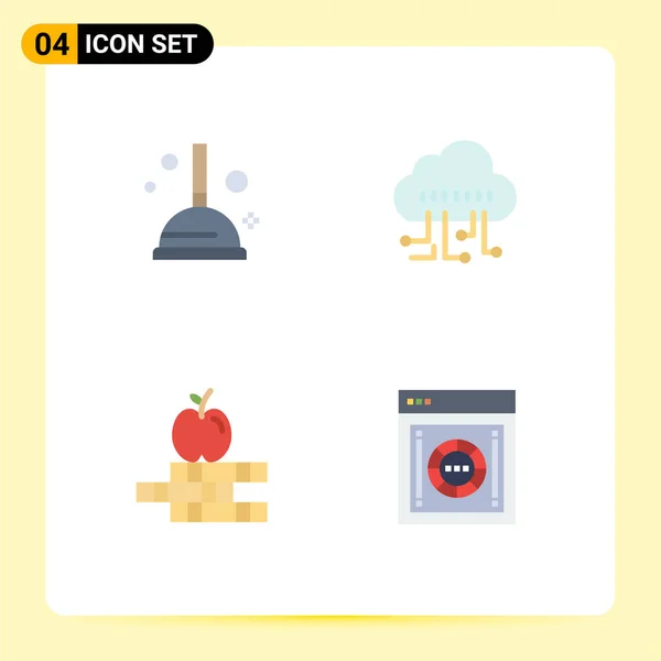 Flat Icon Concept Websites Mobile Apps Cleaning Encryption Data Apple — Vector de stock