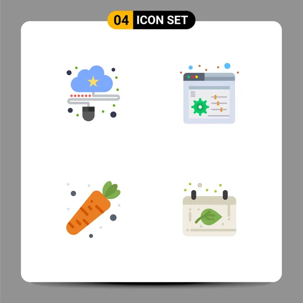 User Interface Flat Icon Pack Signes Symboles Modernes Nuage Nourriture — Image vectorielle