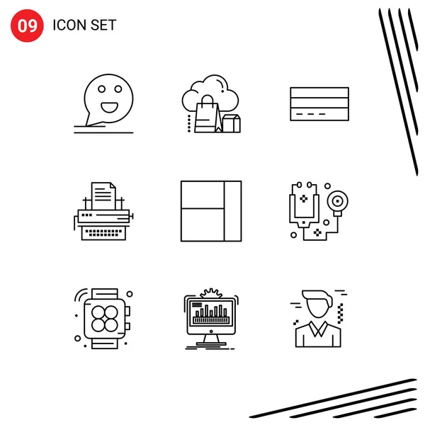 Set Modern Icons Symbols Signs Letter User Bag Interface Credit — Stock Vector