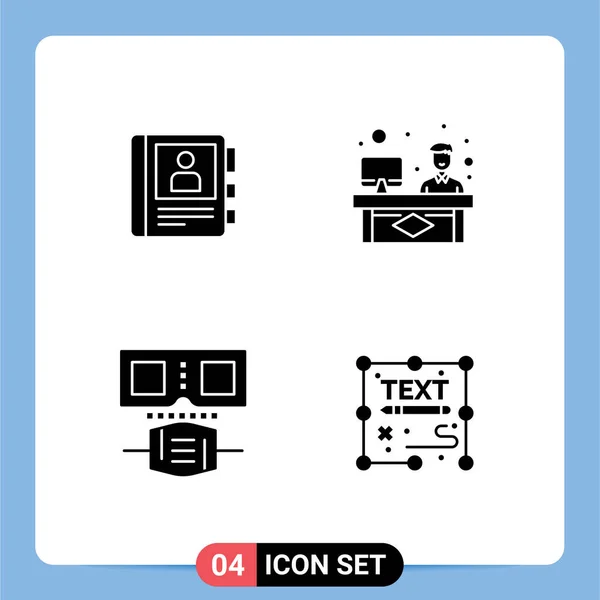 Set Commercial Solid Glyphs Pack Phone Mask Info Discussion Copywriting — Stock Vector