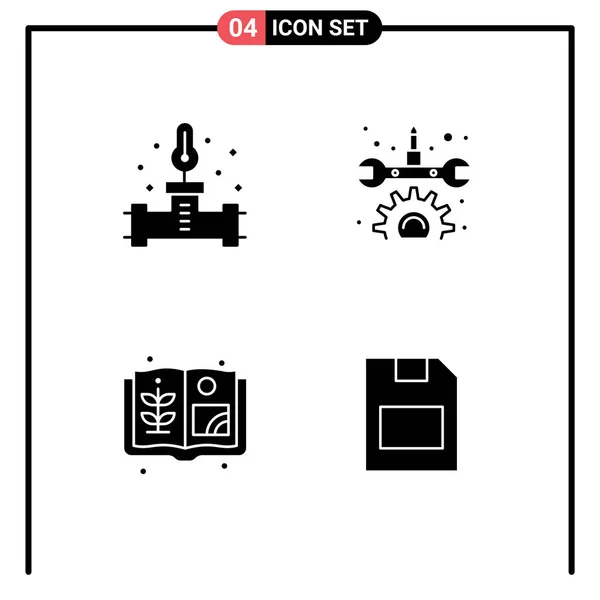 Thematische Vektor Solid Glyphen Und Editierbare Symbole Für Rohr Bauernhof — Stockvektor