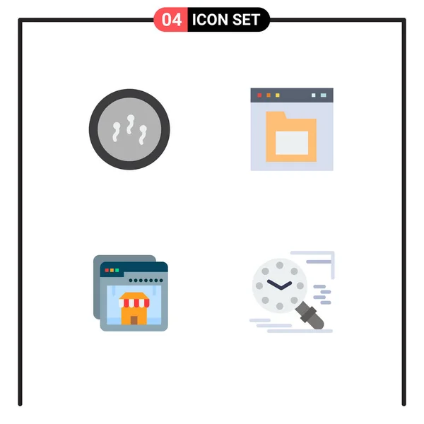 Group Modern Flat Icons Set Biochemistry Browser Laboratory File Shop — Stock Vector