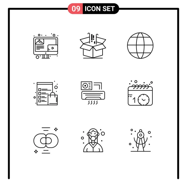 Pack Modern Outlines Signs Symbols Web Print Media Aircondition Shop — Stock Vector