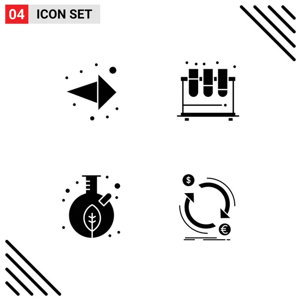 Modern Set Solid Glyphs Pictograph Arrow Leaf Chemistry Lab Seed — 스톡 벡터