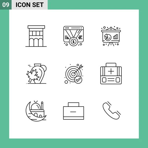 Creative Icons Modern Signs Sysymbols Leaf Autumn Web Pot Economy — Vector de stock