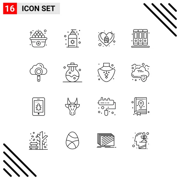 Stock Vector Icon Pack Line Signs Symbols Chemical Search Heart — 스톡 벡터