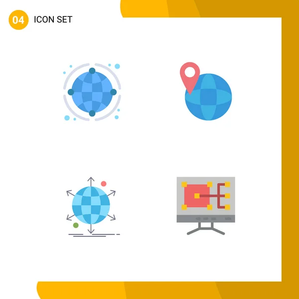 Universal Flat Icons Set Web Mobile Applications Globo Internacional Empresarial — Vetor de Stock