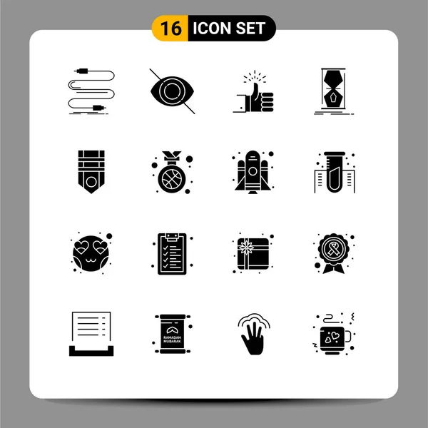 Set Commercial Solid Glyphs Pack Time Early Clock Target Editable — Vector de stock