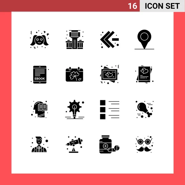 Mobile Interface Solid Glyph Set Pictograms Day Calendar Fast Forward — Stock Vector