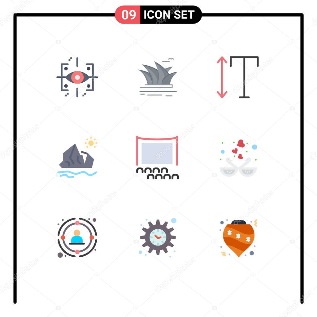 Stock Vector Icon Pack of 9 Line Signs and Symbols for audience, iceberg, sydney, ice, ecology Editable Vector Design Elements