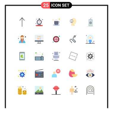 Kullanıcı Arayüzü Paketi 25 Temel Düz İçecek, şişe, sıcak, erkek, cam Düzenlenebilir Vektör Tasarım Elemanları