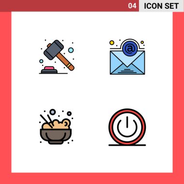 Müzayede, pirinç, hukuk, abonelik, Düzenlenebilir Vektör Tasarım Elemanları Kapalı 4 Filledline Düz Renk Çizgisi Piktografı