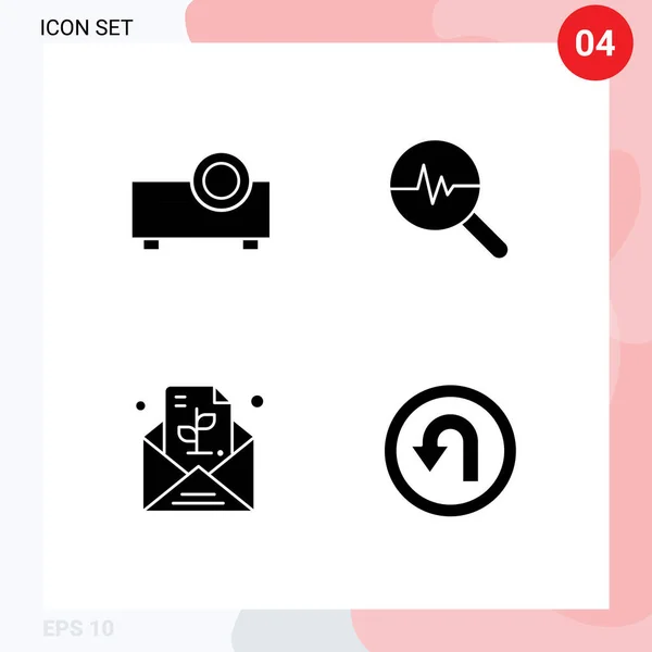 Solid Glyph Pack Universal Symbols Device Paper Graphic Search Chart — ストックベクタ