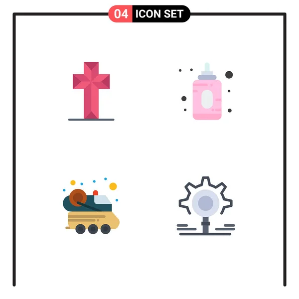 Set Moderno Icone Piatte Simboli Come Celebrazione Spazio Auto Pasqua — Vettoriale Stock