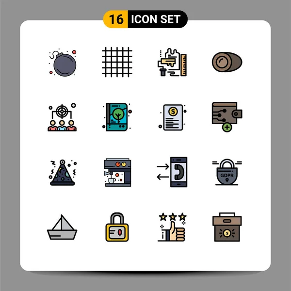 Set Modern Icons Sysymbols Signs Human Gastronomy Paint Food Coconut — Archivo Imágenes Vectoriales