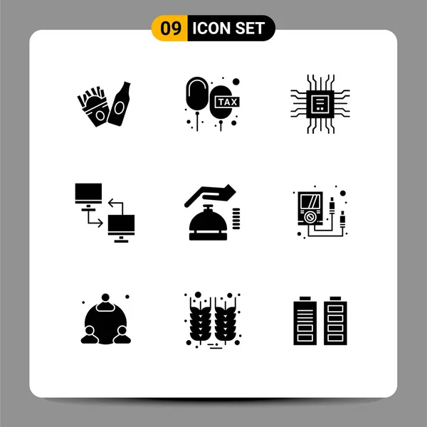 Modern Set Solid Glyphs Pictograph Gdpr Megosztás Könyv Mobil Számítógép — Stock Vector