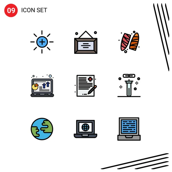 Set Modern Icons Sysymbols Signs Doctor Laptop Recreation Grow Analysis — Vector de stock