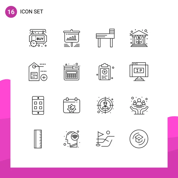 Set Vector Outlines Grid Add Money Analytics Finance School Editable — Vector de stock