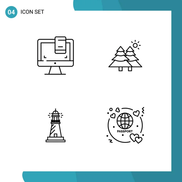 Set Modern Icons Symbols Signs Design House Screen Nature Beach — Stock Vector