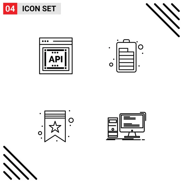 Stock Vector Icon Pack Mit Linienzeichen Und Symbolen Für Api — Stockvektor