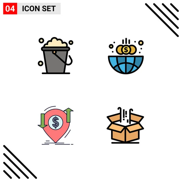 Set Modern Icons Sysymbols Signs Bucket Financial Home Global Finance — Vector de stock