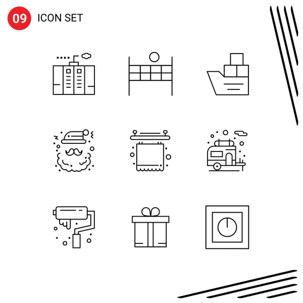 Pictogram Set Van Eenvoudige Contouren Van Claus Santa Doos Claus — Stockvector