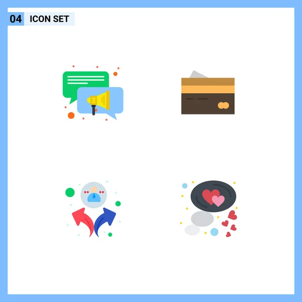 Set Von Vector Flat Icons Grid Für Konversation Geld Kreditkarte — Stockvektor