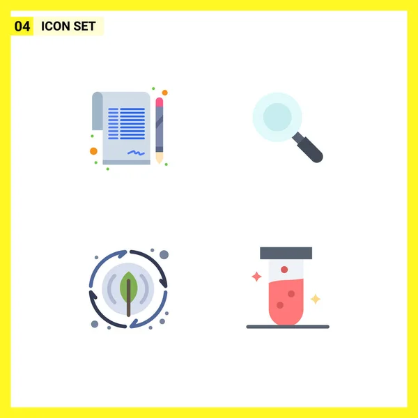 Set Vector Flat Icons Grid Contract Nature Agreement Find Tube — Vector de stock