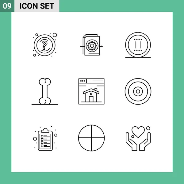 Vázlat Csomag Univerzális Szimbólumok Design Otthon Film Web Csont Szerkeszthető — Stock Vector
