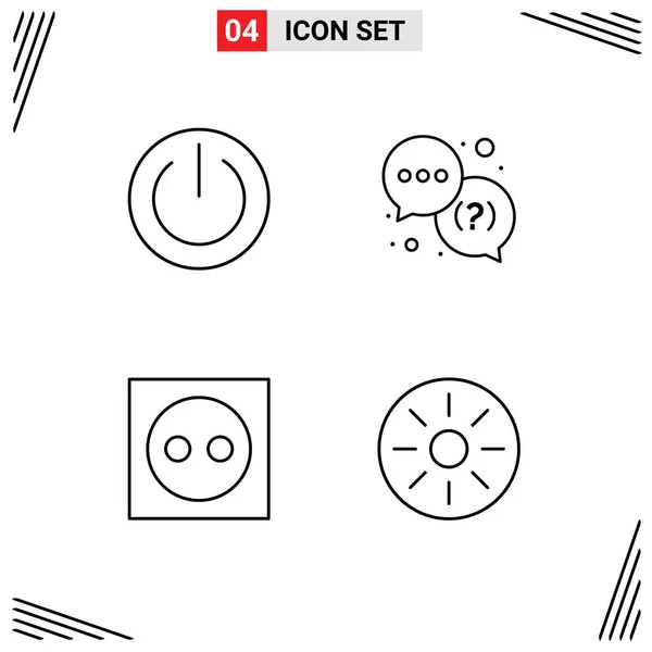 Modern Set Filledline Flat Colors Symbols Basic Apartment Power Question — Stock Vector