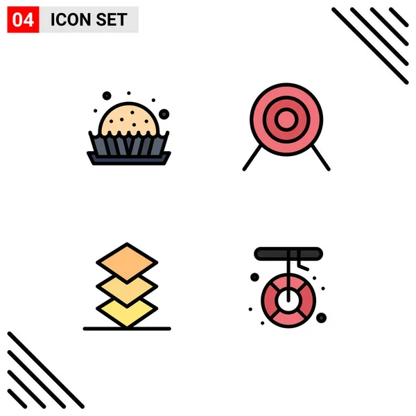 User Interface Filledline Flat Color Pack Modern Signs Symbols Dessert — Stock Vector