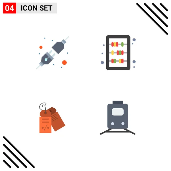 Set Vector Flat Icons Grid Connect Discount Abacus Learning Rail — Vector de stock