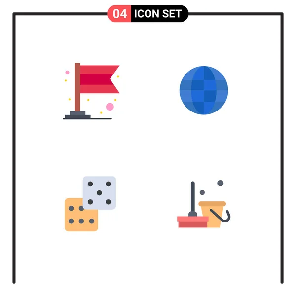 Set Mit Kommerziellen Flachen Symbolen Für Banner Glücksspiel Welt Internet — Stockvektor