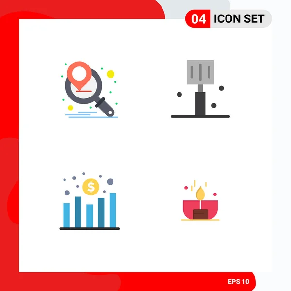 Icônes Plates Vectorielles Thématiques Symboles Modifiables Campagne Marketing Profit Boisson — Image vectorielle
