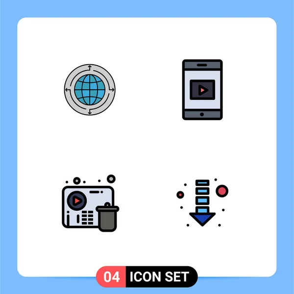 Pictogram Set Simple Filledline Flat Colors Globe Delete Connection Mobile — 스톡 벡터