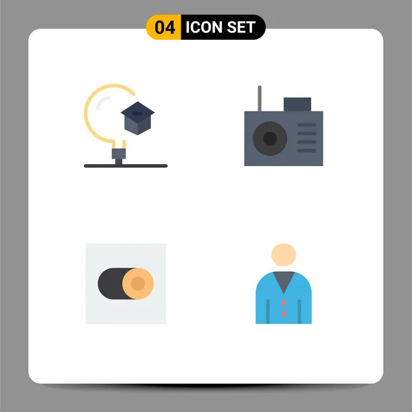 Modern Set Flat Icons Pictograph Education Toggle School Radio Human — Stock Vector