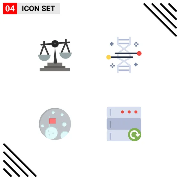 Group Modern Flat Icons Set Balance Moon Investment Genetic Engineering — Stock Vector