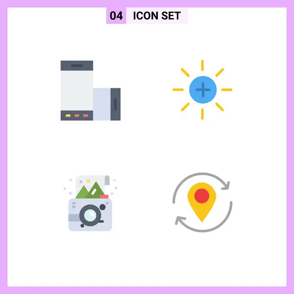 Set Moderno Icone Piatte Simboli Come Dispositivo Compleanno Ruotare Interfaccia — Vettoriale Stock