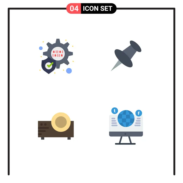 Universal Flat Icons Set Web Mobile Applications Protection Globe Mark — Stock Vector