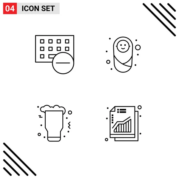 Stock Vector Icon Pack Mit Zeilenzeichen Und Symbolen Für Computer — Stockvektor